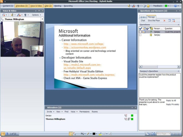Microsoft Office Live Meeting Interface(2007)